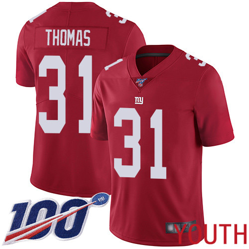Youth New York Giants #31 Michael Thomas Red Limited Red Inverted Legend 100th Season Football NFL Jersey->youth nfl jersey->Youth Jersey